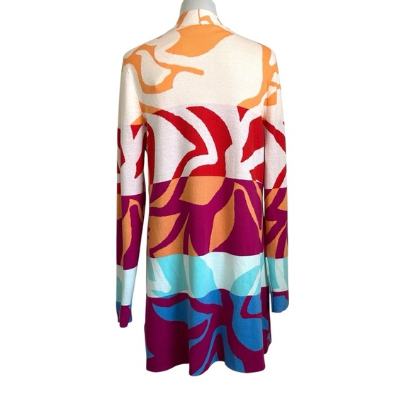 Soft Surroundings Color Burst Bold Floral Longline Open Front Cardigan Sz Medium - Picture 3 of 9